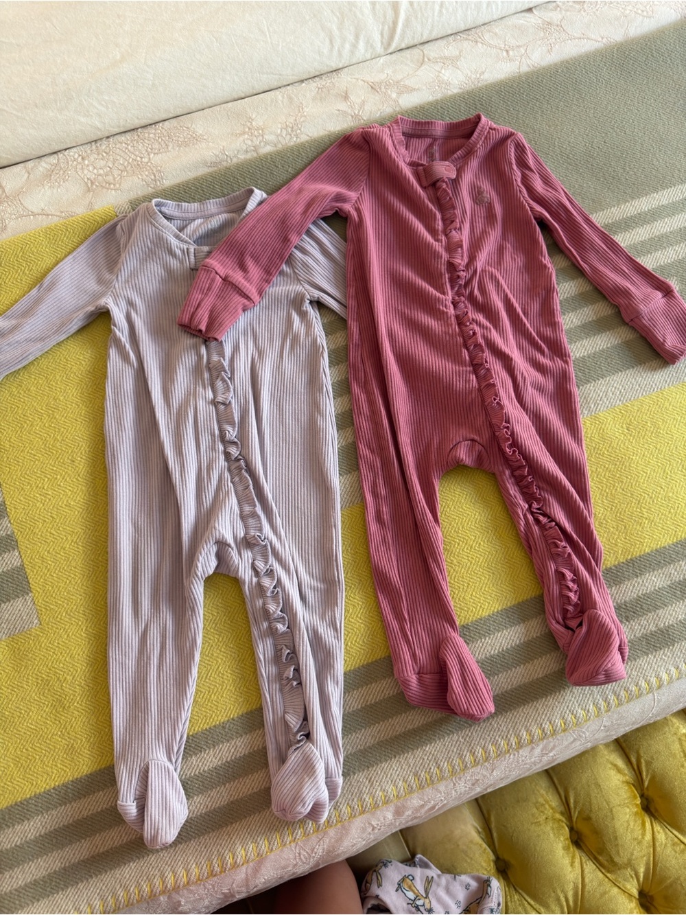 GAP Ribbed Footie Set in Mauve and Dusty Rose